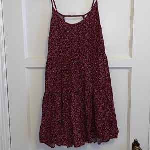 Burgundy flower babydoll dress